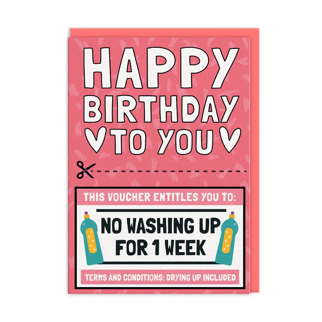 No Washing Up card