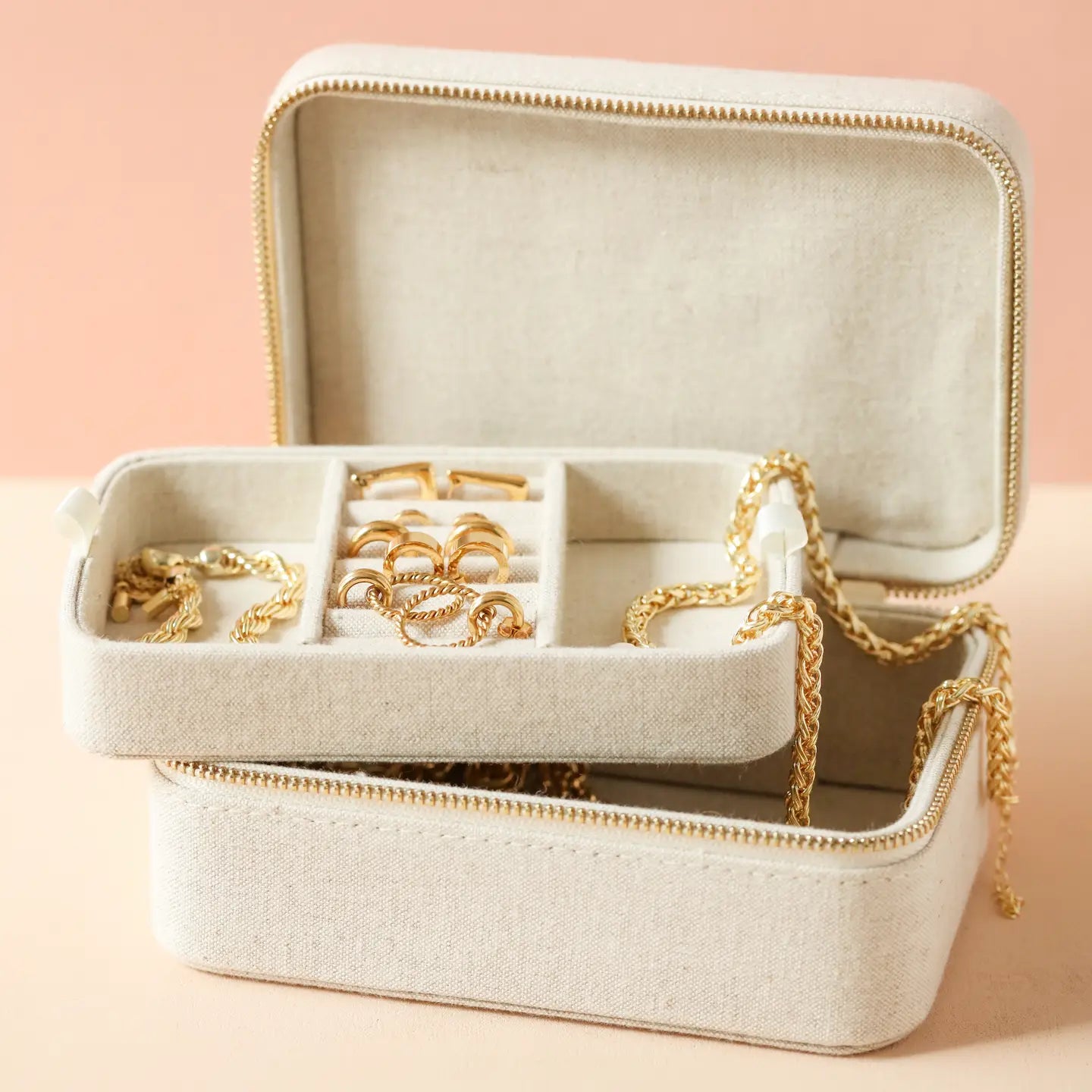 Large Linen Jewelry Case