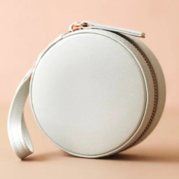 Round Vegan Leather Jewelry Case