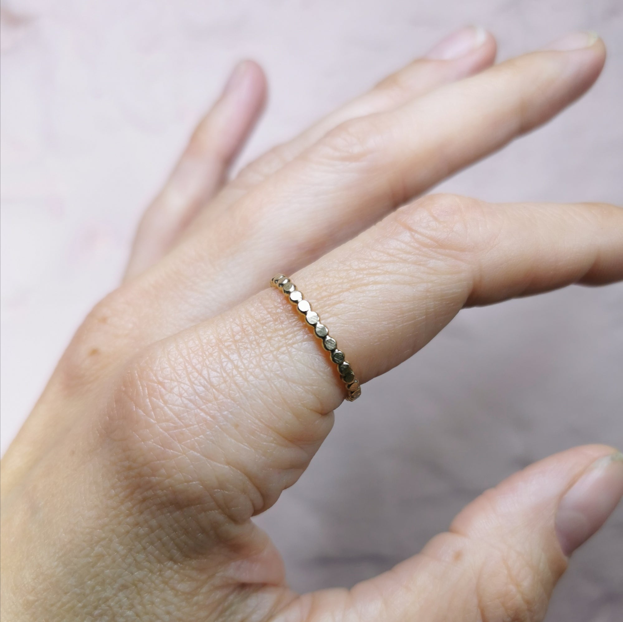 Hammered Pearly Stacker gold filled