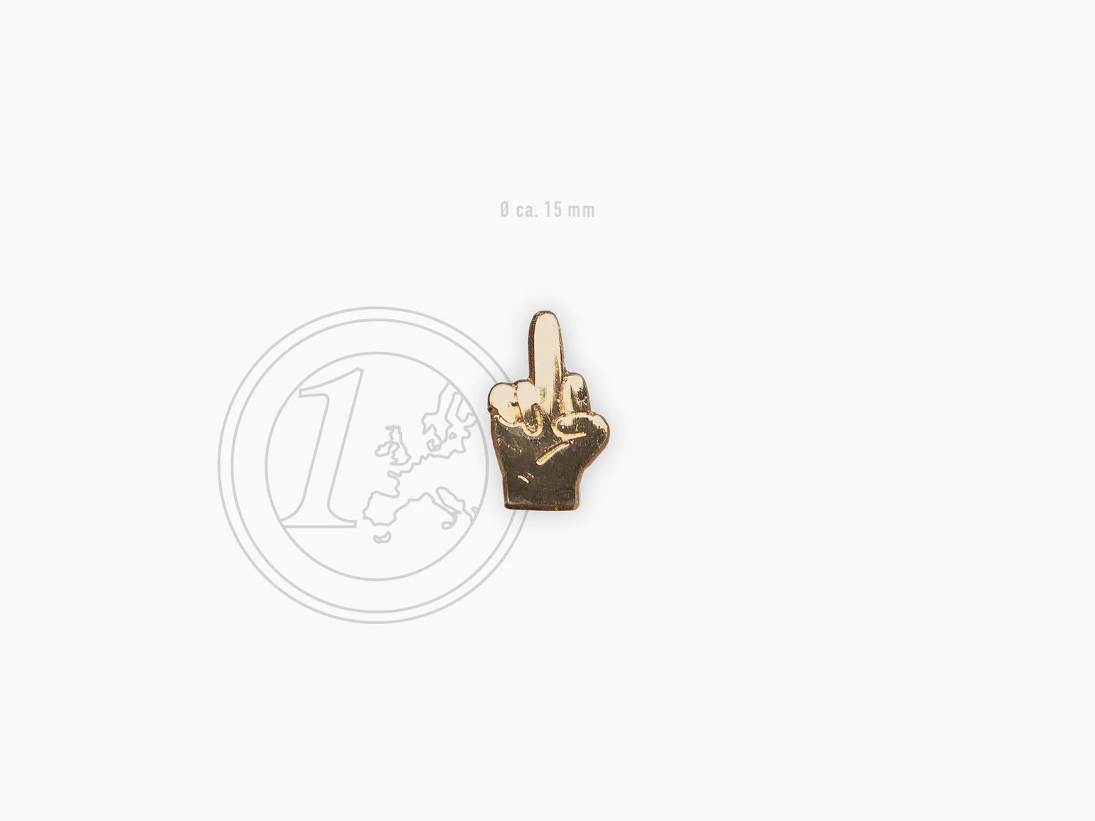 gold plated handmade the finger pin by Typealive, size comparison with euro coin