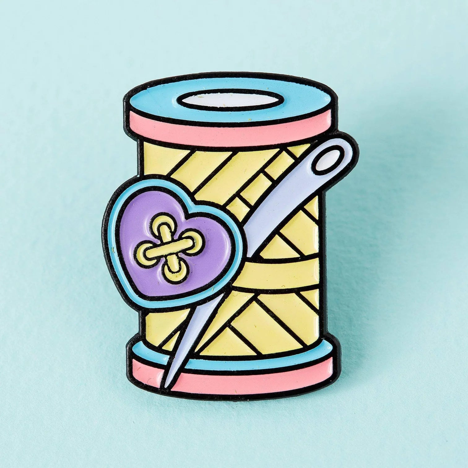 pin by punky pins, needle and thread in bold style yellow, blue, pink and purple