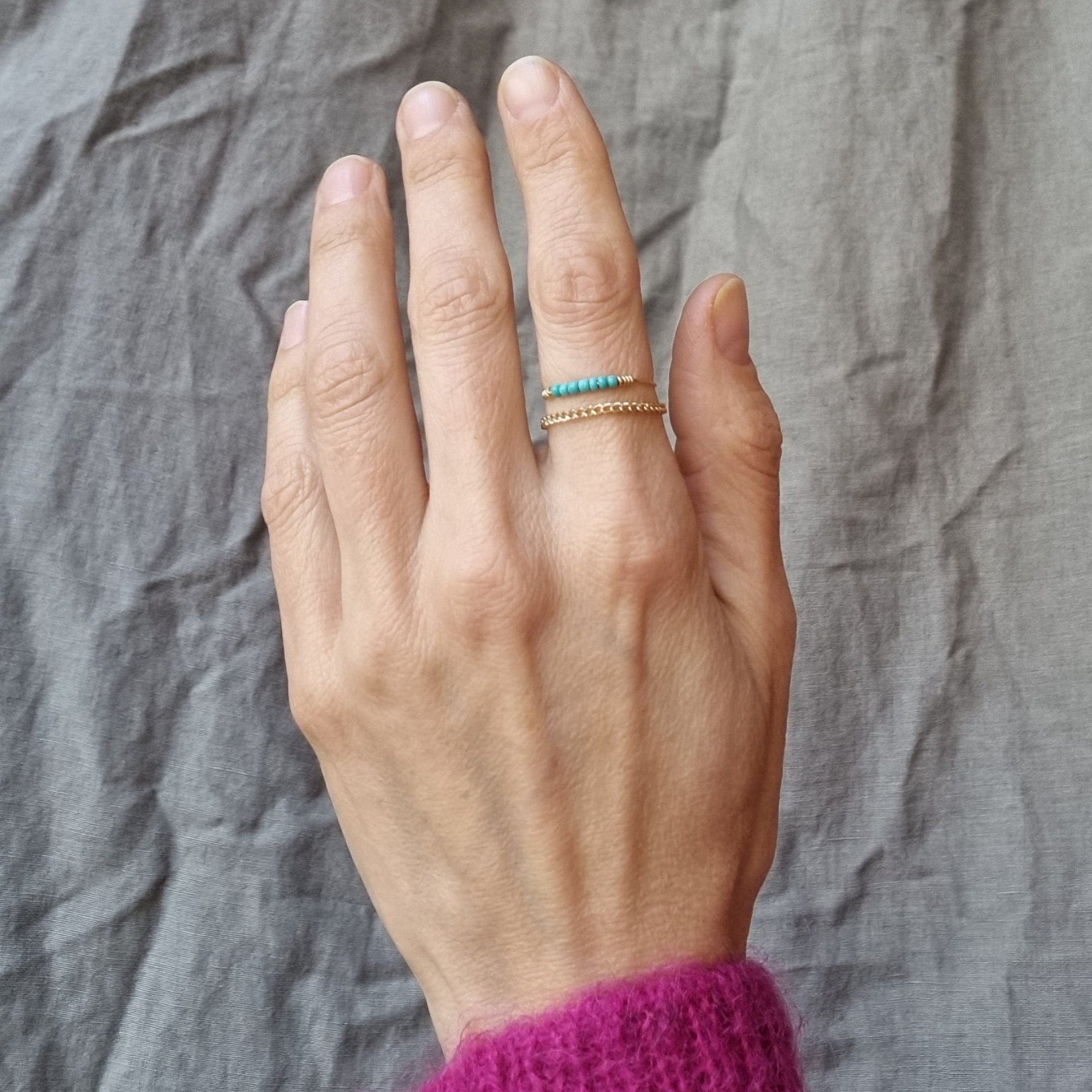 seed bead ring turquoise