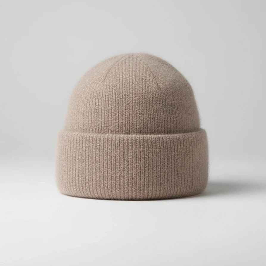 Beige knit beanie 