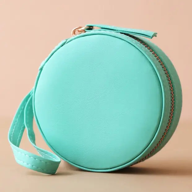 Round Vegan Leather Jewelry Case