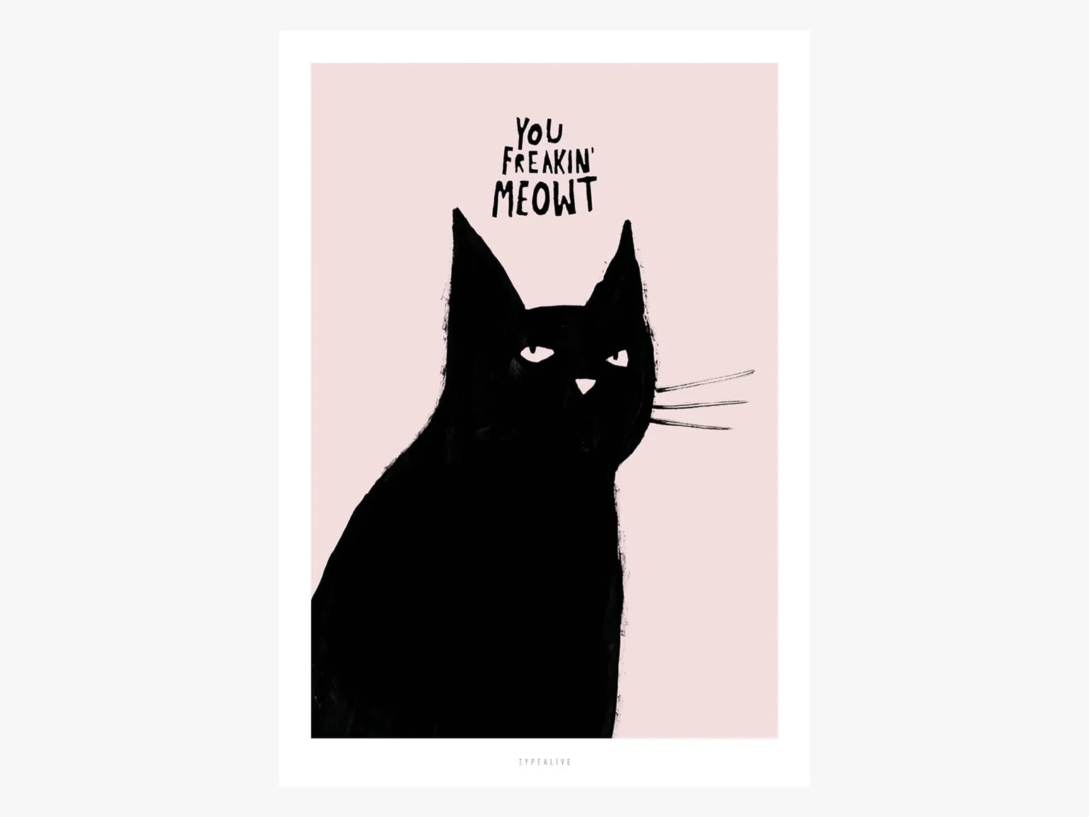 you freakin meowt postcard, funny cat card by typealive