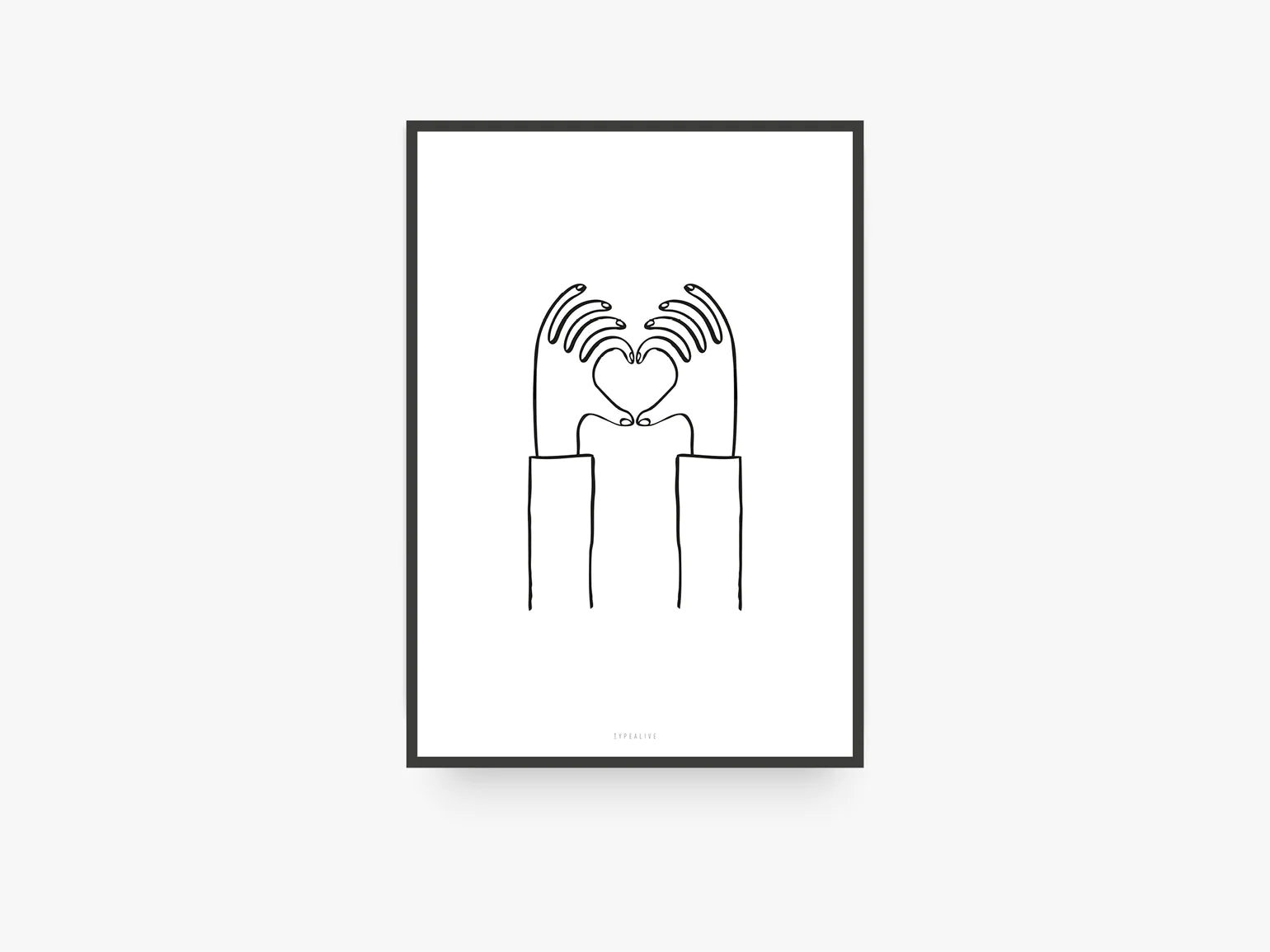 heart hands print framed